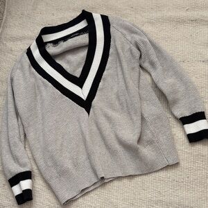 Varsity preppy V-neck sweater